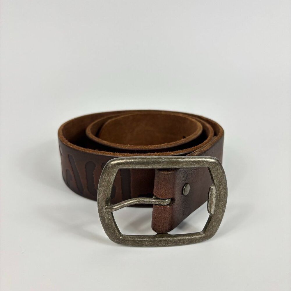 American Eagle Outfitters  Mens Brown Leather Belt Wide Metal Buckle Size 30